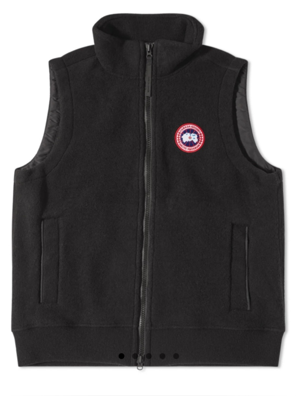 Canada, goose MERSEY black fleece vest logo patch size large